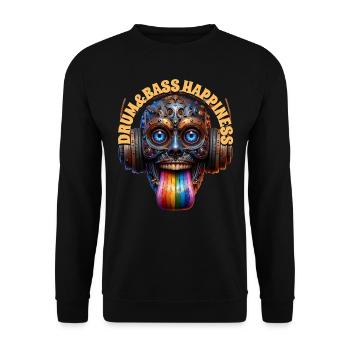DRUM&BASS HAPPINESS - Happy Creature & Headphones! - Unisex Sweatshirt - black - Front - Alina (178cm) & Michal (187cm)