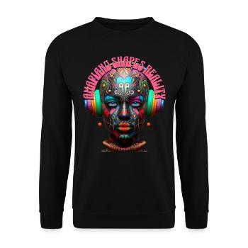 AMAPIANO SHAPES REALITY - Cool Woman & Headphones! - Unisex Sweatshirt - black - Front - Alina (178cm) & Michal (187cm)