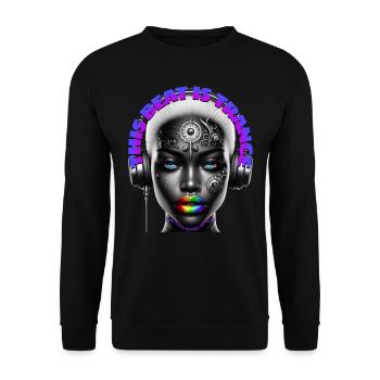 THIS BEAT IS TRANCE - Cool Woman with Headphones! - Unisex Sweatshirt - black - Front - Alina (178cm) & Michal (187cm)