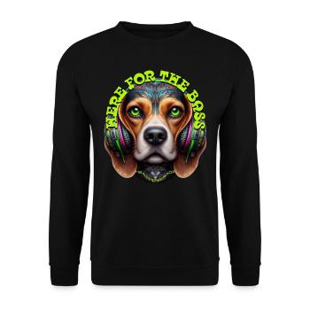 HERE FOR THE BASS - Cute Beagle with Headphones! - Unisex Sweatshirt - black - Front - Alina (178cm) & Michal (187cm)