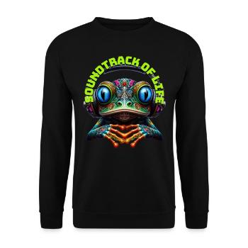 SOUNDTRACK OF LIFE - Cute Frog with Headphones! - Unisex Sweatshirt - black - Front - Alina (178cm) & Michal (187cm)