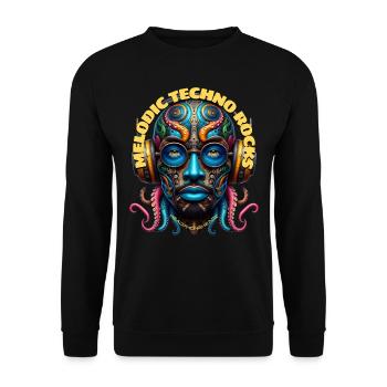 MELODIC TECHNO ROCKS - Cool Dude with Headphones! - Unisex Sweatshirt - black - Front - Alina (178cm) & Michal (187cm)