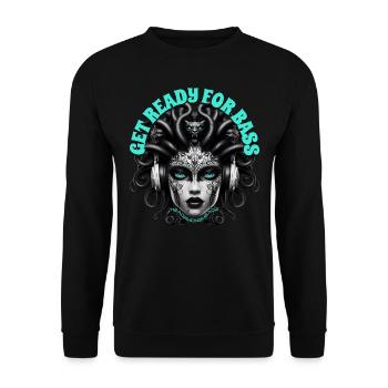 GET READY FOR BASS - Cool Woman with Headphones! - Unisex Sweatshirt - black - Front - Alina (178cm) & Michal (187cm)