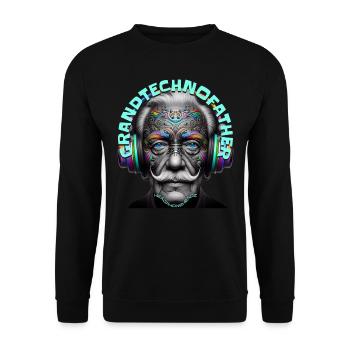 GRANDTECHNOFATHER - Cool Grandpa with Headphones! - Unisex Sweatshirt - black - Front - Alina (178cm) & Michal (187cm)