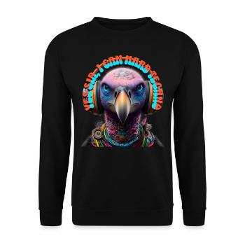 YES SIR I CAN HARD TECHNO - Vulture & Headphones! - Unisex Sweatshirt - black - Front - Alina (178cm) & Michal (187cm)