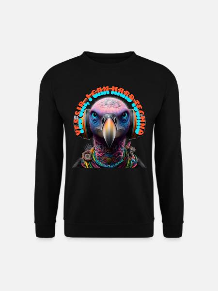 YES SIR I CAN HARD TECHNO - Vulture & Headphones! - Unisex Sweatshirt - black
