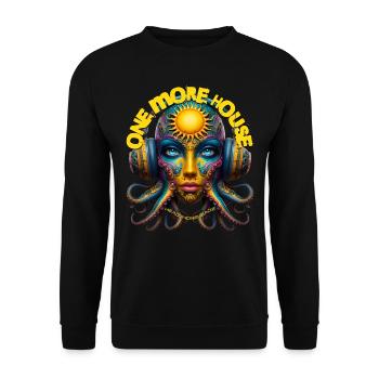 ONE MORE HOUSE - Cool Creature with Headphones! - Unisex Sweatshirt - black - Front - Alina (178cm) & Michal (187cm)