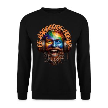 LE HARDCORE FREAK - Cool Dude with Headphones! - Unisex Sweatshirt - black - Front - Alina (178cm) & Michal (187cm)