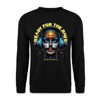 READY FOR THE RAVE - Cool She/He with Headphones! - Unisex Sweatshirt - black - Front - Alina (178cm) & Michal (187cm)