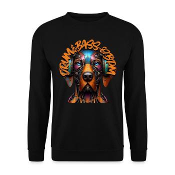 DRUM&BASS 87BPM - Cute Dog with Headphones! - Unisex Sweatshirt - black - Front - Alina (178cm) & Michal (187cm)
