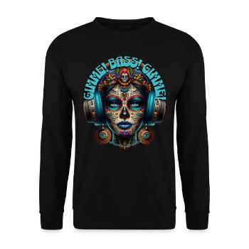 GIMME! BASS! GIMME! - Cool Woman with Headphones! - Unisex Sweatshirt - black - Front - Alina (178cm) & Michal (187cm)