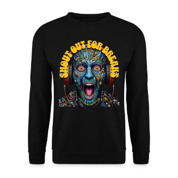 SHOUT OUT FOR BREAKS - Crazy Dude with Headphones! - Unisex Sweatshirt - black - Front - Alina (178cm) & Michal (187cm)