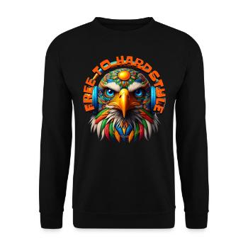 FREE TO HARDSTYLE – Cool Eagle with Headphones! - Unisex Sweatshirt - black - Front - Alina (178cm) & Michal (187cm)
