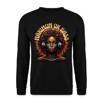 MAXIMUM UK BASS - Cool Woman with Headphones! - Unisex Sweatshirt - black - Front - Alina (178cm) & Michal (187cm)