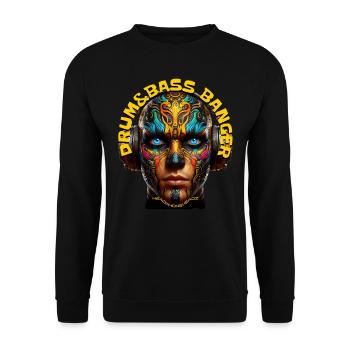 DRUM&BASS BANGER - Cool Dude with Headphones! - Unisex Sweatshirt - black - Front - Alina (178cm) & Michal (187cm)