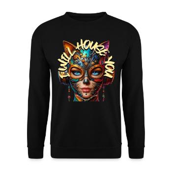 I WILL HOUSE YOU - Cool Woman with Headphones! - Unisex Sweatshirt - black - Front - Alina (178cm) & Michal (187cm)