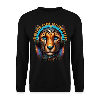 RAINBOW CLUBMIX - Cool Cheetah with Headphones! - Unisex Sweatshirt - black - Front - Alina (178cm) & Michal (187cm)
