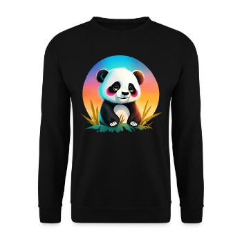 Ein süßes Panda Bär a cute baby Panda Bear - Unisex Pullover - Schwarz - Vorne - Alina (178cm) & Michal (187cm)