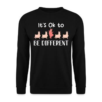 Its ok to be different funny Llamas Alpacas dance - Unisex Pullover - Schwarz - Vorne - Alina (178cm) & Michal (187cm)