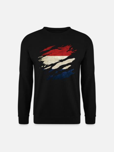 Pays-Bas - Drapeau national, rayures, fissures - Sweat-shirt Unisexe - noir