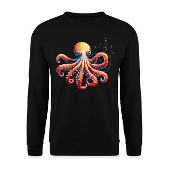 Underwater World Octopus Fish in Watercolor - Unisex Pullover - Schwarz - Vorne - Alina (178cm) & Michal (187cm)