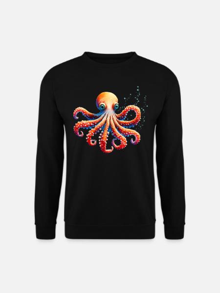 Underwater World Octopus Fish in Watercolor - Unisex Pullover - Schwarz