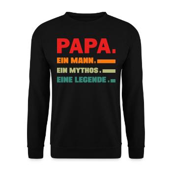 Papa ein Mann eine Legende lustige Vater Sprüche - Unisex Pullover - Schwarz - Vorne - Alina (178cm) & Michal (187cm)