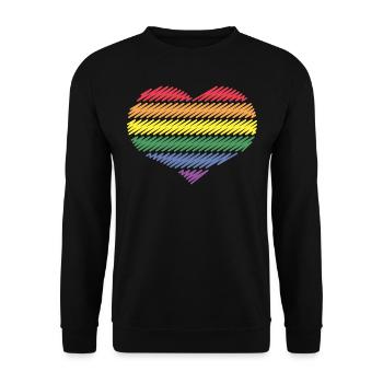 Rainbow Heart (Love / Scribble / 6s / PNG) - Unisex Sweatshirt - black - Front - Alina (178cm) & Michal (187cm)