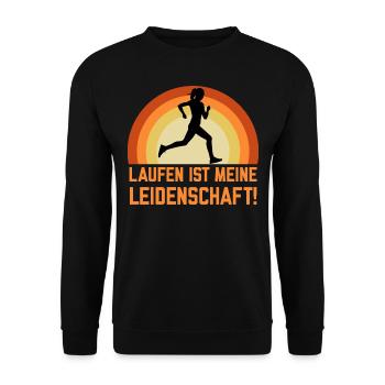 Das Laufen ist meine Leidenschaft Sport der Läufer - Unisex Pullover - Schwarz - Vorne - Alina (178cm) & Michal (187cm)