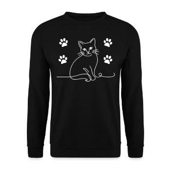 A Cat with Paws eine Katze mit Pfoten - Unisex Pullover - Schwarz - Vorne - Alina (178cm) & Michal (187cm)
