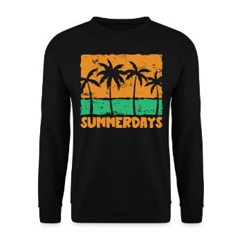 Summerdays with Palm Trees in Summer - Unisex Pullover - Schwarz - Vorne - Alina (178cm) & Michal (187cm)
