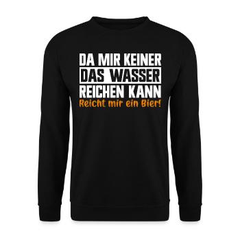 Keiner das Wasser reichen kann reicht mir das Bier - Unisex Pullover - Schwarz - Vorne - Alina (178cm) & Michal (187cm)