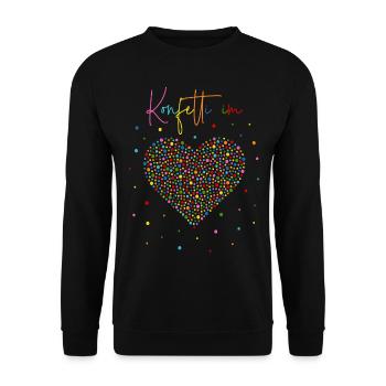 Konfetti im Herzen - Unisex Pullover - Schwarz - Vorne - Alina (178cm) & Michal (187cm)