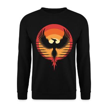 Retro Phoenix in sunset style - Unisex Sweatshirt - black - Front - Alina (178cm) & Michal (187cm)