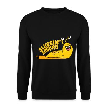 Sluggin um Bananenschnecke - Unisex Pullover - Schwarz - Vorne - Alina (178cm) & Michal (187cm)