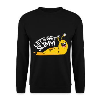 Lets Get Slimy Banana Slug - Unisex Sweatshirt - black - Front - Alina (178cm) & Michal (187cm)