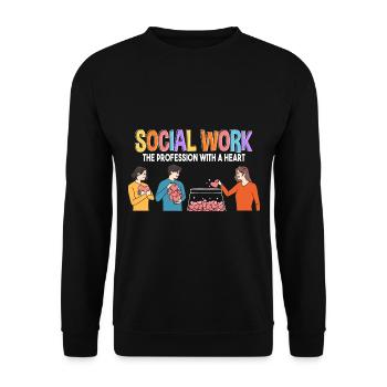 Social Work The Profession With A Heart - Unisex Sweatshirt - black - Front - Alina (178cm) & Michal (187cm)