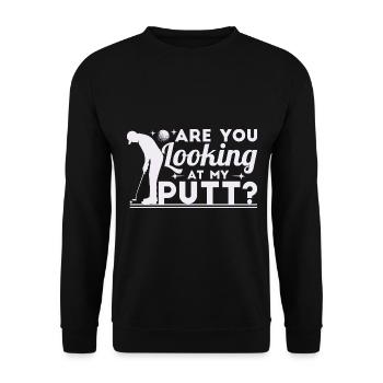 Siehst du dir meinen Putt an? - Unisex Pullover - Schwarz - Vorne - Alina (178cm) & Michal (187cm)