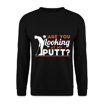 Siehst du meinen Putt an? - Unisex Pullover - Schwarz - Vorne - Alina (178cm) & Michal (187cm)