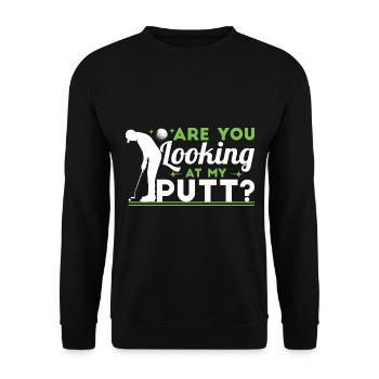 Siehst du meinen Putt an? - Unisex Pullover - Schwarz - Vorne - Alina (178cm) & Michal (187cm)