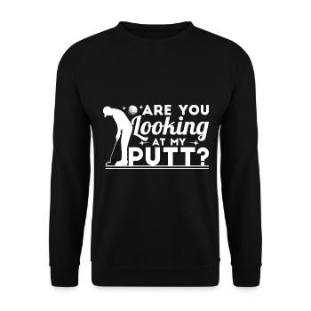 Siehst du meinen Putt an? - Unisex Pullover - Schwarz - Vorne - Alina (178cm) & Michal (187cm)