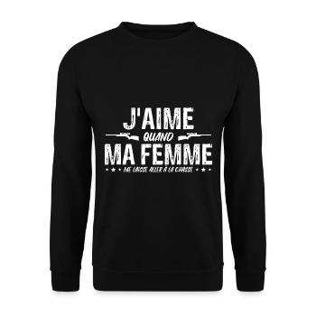 Proverbe amusant sur la chasse hommes - Sweat-shirt Unisexe - noir - Devant - Alina (178cm) & Michal (187cm)