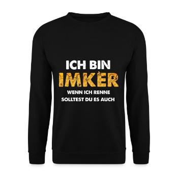 Ich Bin Imker - Hobby Imker Bienen Spruch Geschenk - Unisex Pullover - Schwarz - Vorne - Alina (178cm) & Michal (187cm)