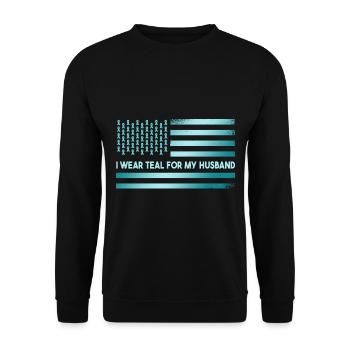 Je porte du sarcelle pour mon mari - Sweat-shirt Unisexe - noir - Devant - Alina (178cm) & Michal (187cm)