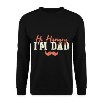 Hallo Hungrig, ich bin Papa - Unisex Pullover - Schwarz - Vorne - Alina (178cm) & Michal (187cm)