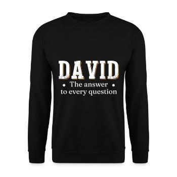 David The Answer To Every Question - Unisex Sweatshirt - black - Front - Alina (178cm) & Michal (187cm)