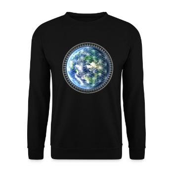 Gaia Blume des Lebens - Symbol der Schöpfung - Unisex Pullover - Schwarz - Vorne - Alina (178cm) & Michal (187cm)
