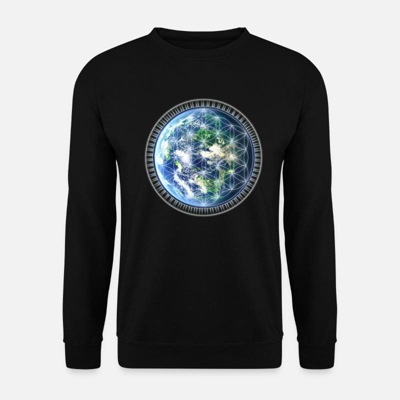 Gaia Blume des Lebens - Symbol der Schöpfung - Unisex Pullover - Schwarz