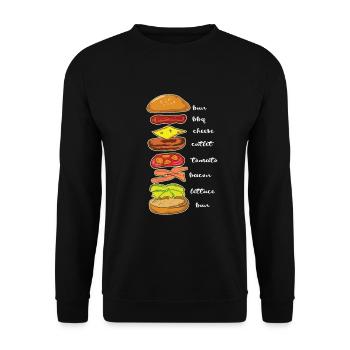 Hamburger Burger Cheeseburger Instructions Cadeau - Sweat-shirt Unisexe - noir - Devant - Alina (178cm) & Michal (187cm)