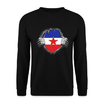 Jugoslawien Yugoslavia Jugoslavija SFRJ Geschenk - Unisex Pullover - Schwarz - Vorne - Alina (178cm) & Michal (187cm)